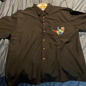 Black short sleeve button down